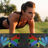 NineFunction | Push Up Board | Color Coded Angled Design | Sculpts Upper Body | Multi Color | Burns Calories -