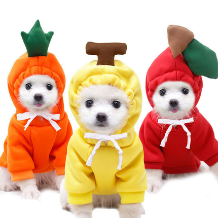 Fruit Dog Clothes Two-legged Hooded Outfits Green Fleece Clothing Autumn Winter Hoodies