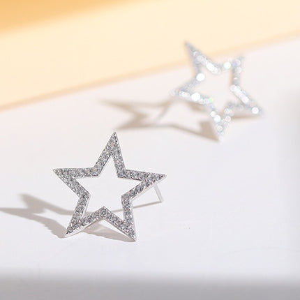 S925 sterling silver Japanese and Korean jewelry creative explosion models micro inlaid five-pointed star stud earrings earrings silver jewelry