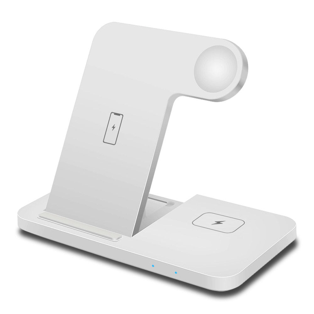 ZenCharge | Folding 3-In-1 Wireless Charger | 15W Fast Charge | Phone Watch Earbuds | Black | Space Saving Desk Accessory -