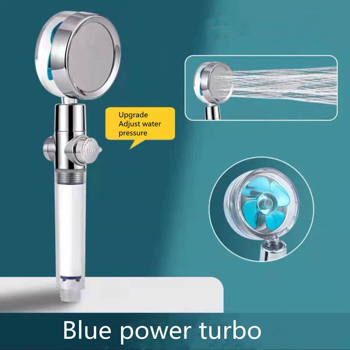 High-Pressure Water-Saving Shower Head | 360° Rotating Turbo Fan Spray Nozzle | ABS Pressurized Shower with Filter | Chrome Round Fixed Head - Hardware > Plumbing > Plumbing Fixture Hardware & Parts > Shower Parts > Shower Heads > Handheld Shower Heads
