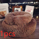 Calming Donut Dog Bed for Small & Large Pets | Round Plush Anti-Anxiety Pet Nest | Soft Vegan Fur Cat & Puppy Bed | Warm Self-Heating Cushion | 40–120cm - Animals & Pet Supplies > Pet Supplies > Pet Beds > Donuts