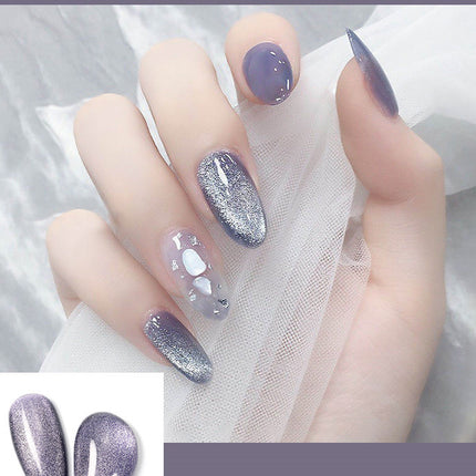 Milk Tea Crystal Stone Cat Eye Nail Polish