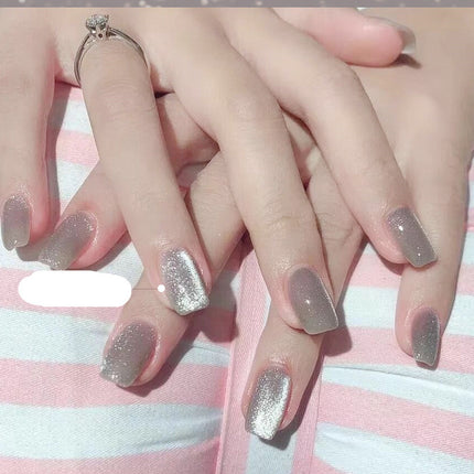 Milk Tea Crystal Stone Cat Eye Nail Polish