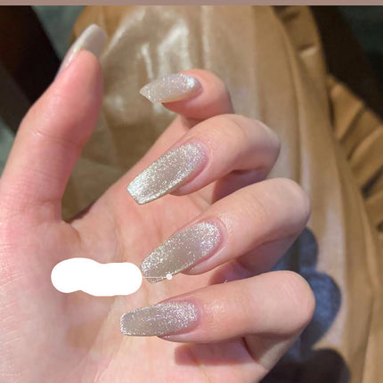 Milk Tea Crystal Stone Cat Eye Nail Polish