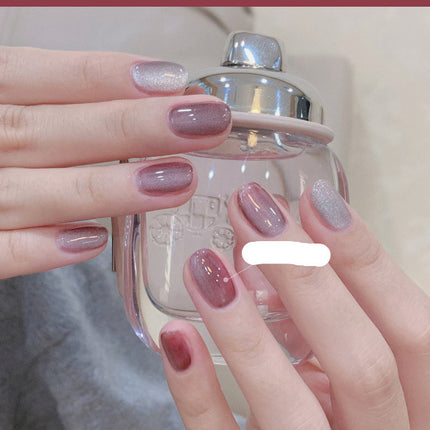 Milk Tea Crystal Stone Cat Eye Nail Polish