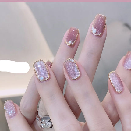 Milk Tea Crystal Stone Cat Eye Nail Polish