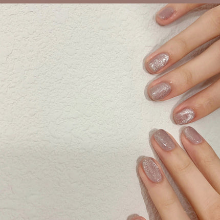 Milk Tea Crystal Stone Cat Eye Nail Polish