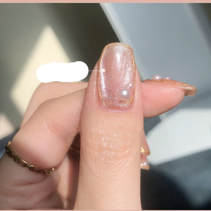 Milk Tea Crystal Stone Cat Eye Nail Polish