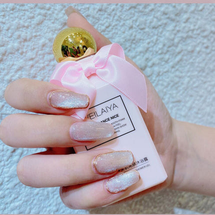 Milk Tea Crystal Stone Cat Eye Nail Polish