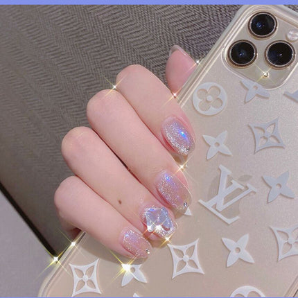 Milk Tea Crystal Stone Cat Eye Nail Polish
