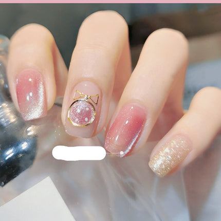 Milk Tea Crystal Stone Cat Eye Nail Polish