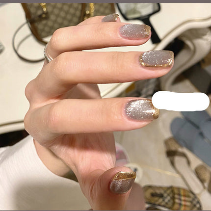 Milk Tea Crystal Stone Cat Eye Nail Polish
