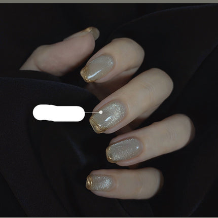 Milk Tea Crystal Stone Cat Eye Nail Polish