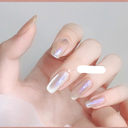 Milk Tea Crystal Stone Cat Eye Nail Polish