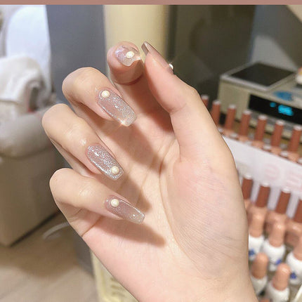 Milk Tea Crystal Stone Cat Eye Nail Polish