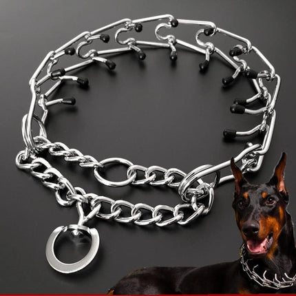 Chrome Plated  Pinch Dog Collar Proong Dogs Training Choke Chain Dog Training Necklace Rubber Tips Guardian