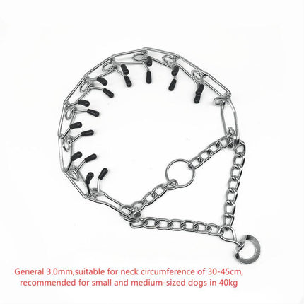 Chrome Plated  Pinch Dog Collar Proong Dogs Training Choke Chain Dog Training Necklace Rubber Tips Guardian