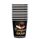 GradGala | Graduation Tableware Banner Set | Black Premium Paper | Perfect Graduation Look | Black | All In One Kit -