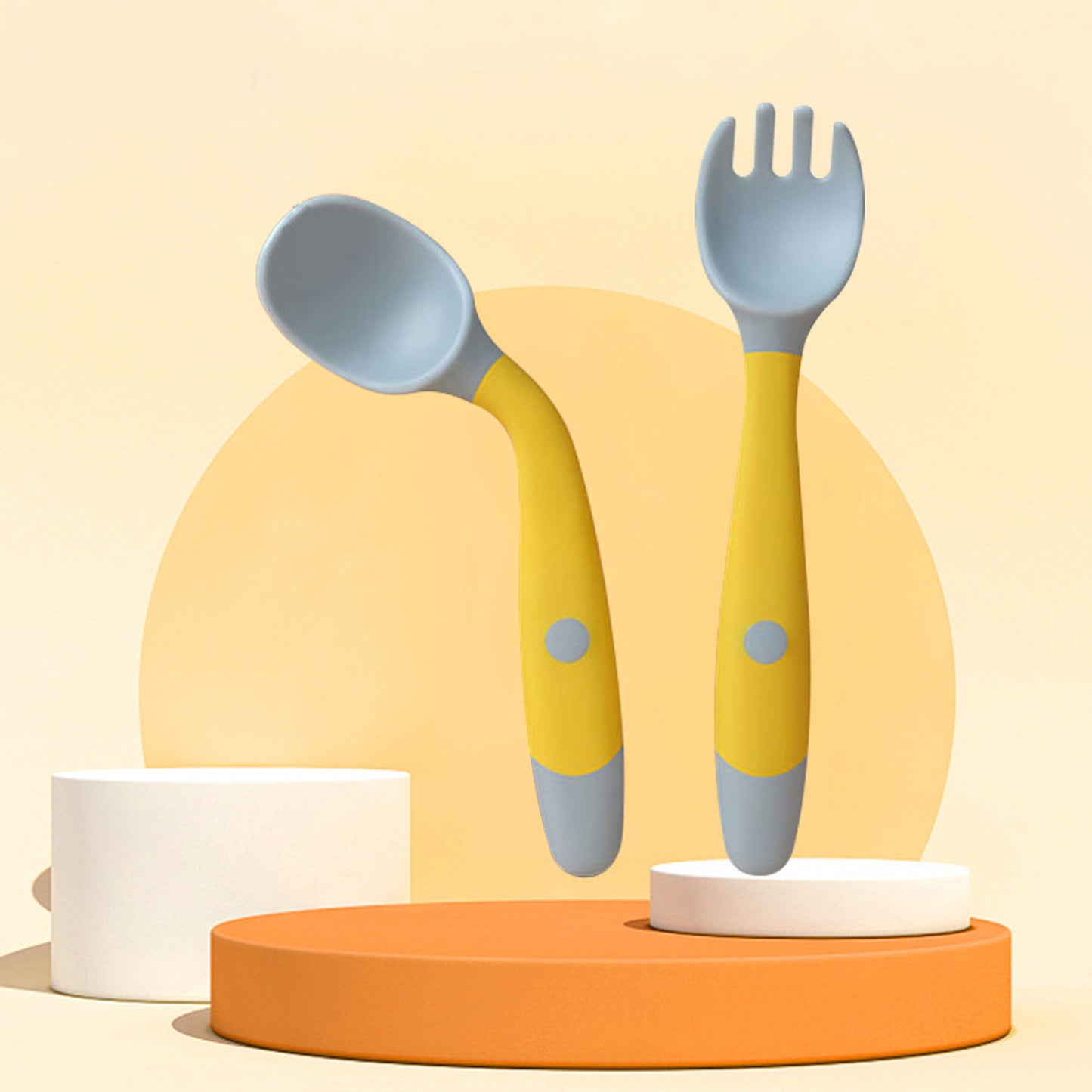 TinyBite | Silicone Baby Utensils Set | Bendable Design | Promotes Independent Eating | Soft Edges For Gentle Feeding -