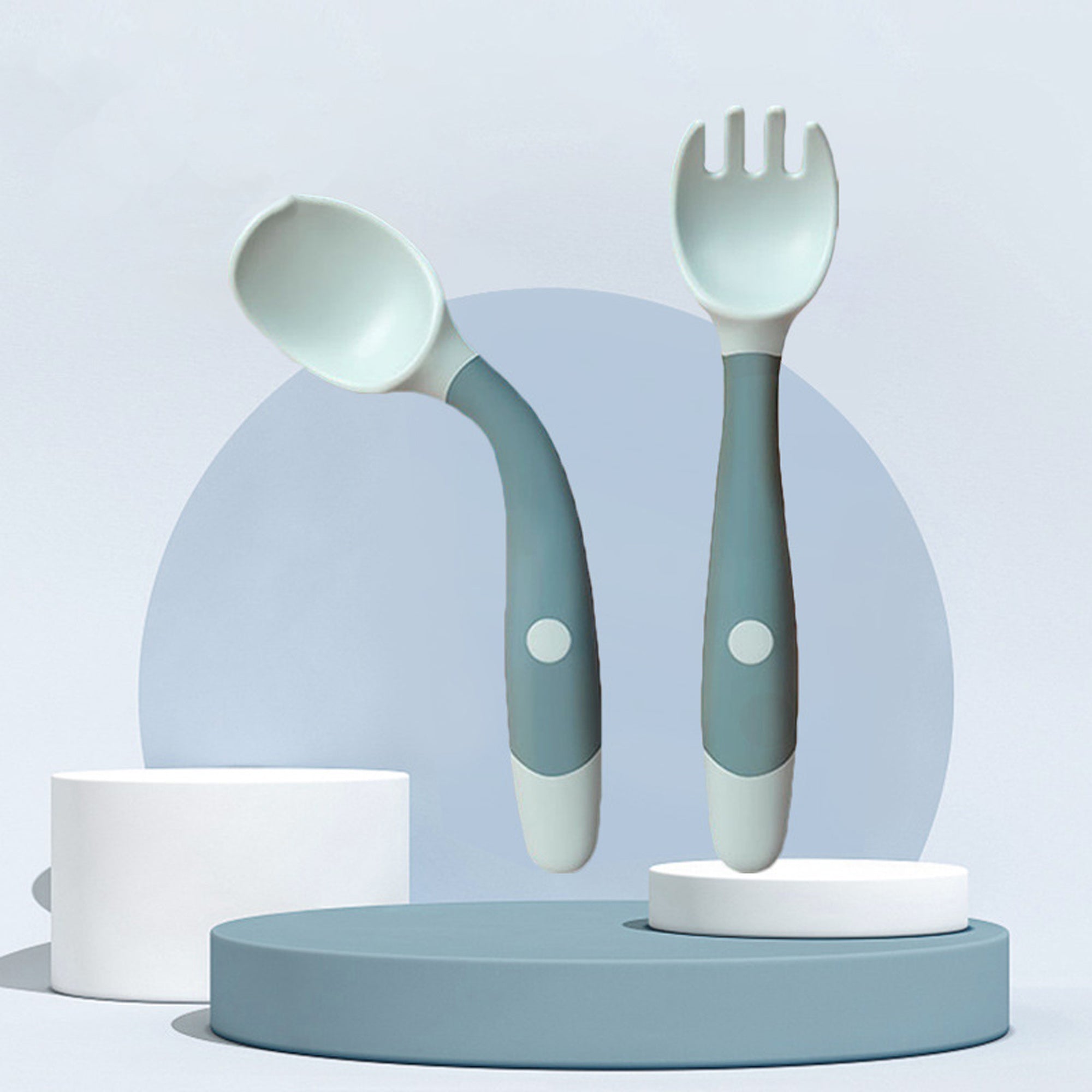 TinyBite | Silicone Baby Utensils Set | Bendable Design | Promotes Independent Eating | Soft Edges For Gentle Feeding -
