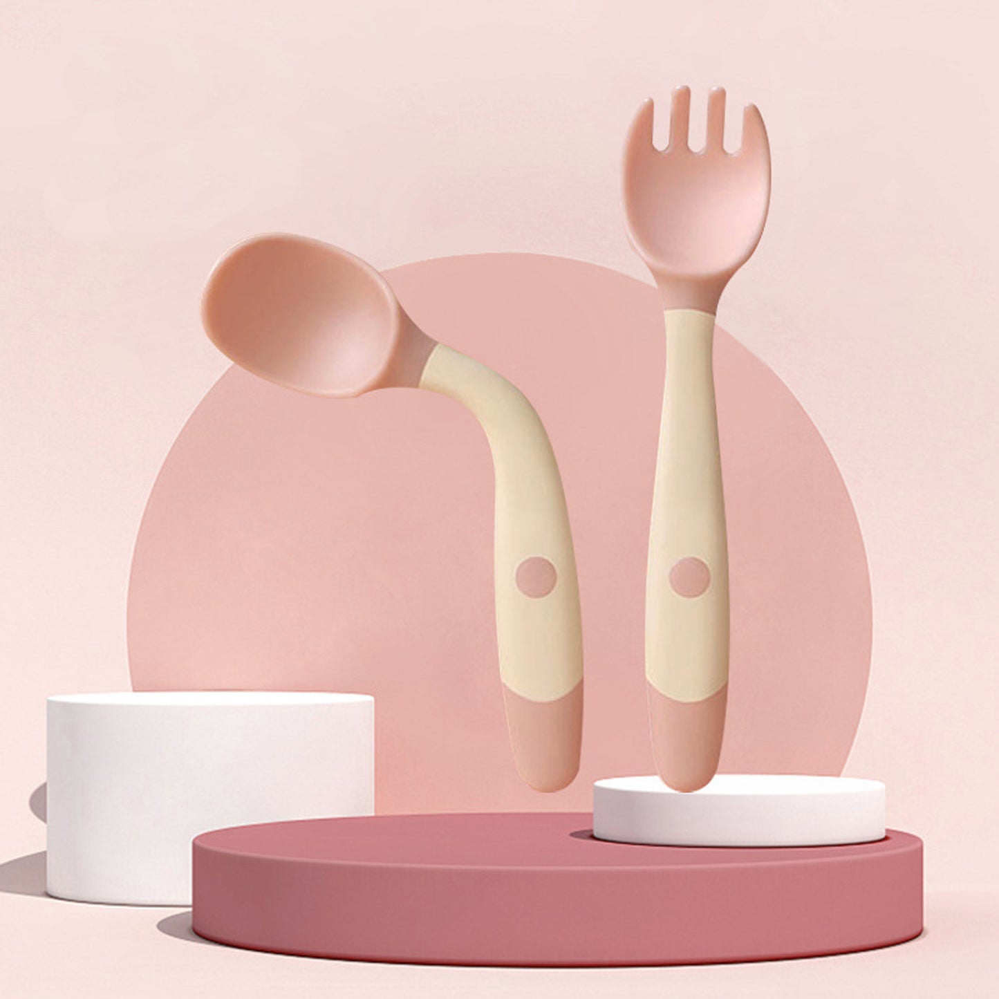 TinyBite | Silicone Baby Utensils Set | Bendable Design | Promotes Independent Eating | Soft Edges For Gentle Feeding -