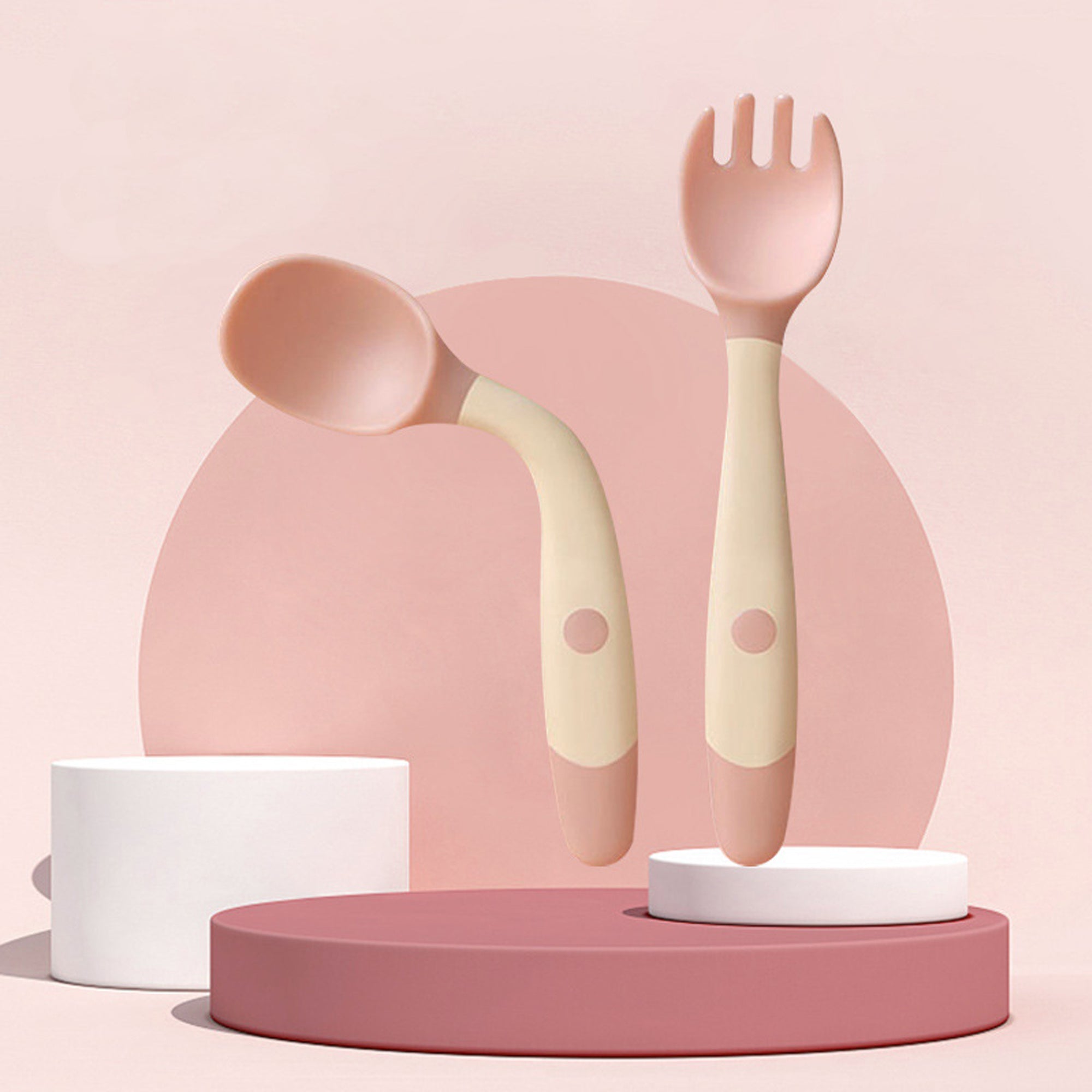 TinyBite | Silicone Baby Utensils Set | Bendable Design | Promotes Independent Eating | Soft Edges For Gentle Feeding -
