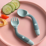 TinyBite | Silicone Baby Utensils Set | Bendable Design | Promotes Independent Eating | Soft Edges For Gentle Feeding -