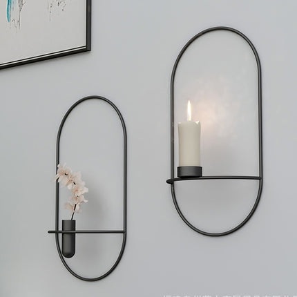 3D Metal Candle Holder Geometric Round Candlestick Wall Mounted Crafts Wedding Table Home Deco Party Festival Decoration Gifts
