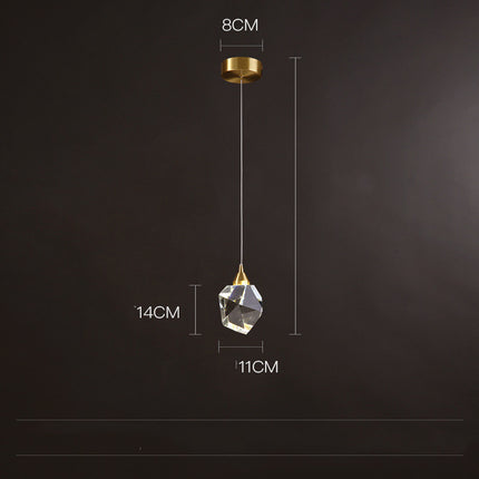 All Copper Light Luxury Crystal Chandelier Modern Minimalist Restaurant Three-Head Chandelier