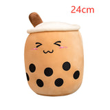 KawaiiTea | Plush Toy | Soft Fabric | Embroidered Face | Strawberry Pink Bubble Tea | Cuddle Tea Pillow -