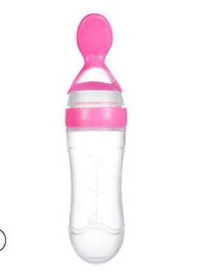 BabyEase | Baby Spoon Bottle Feeder | Silicone Bottle Body | Plastic Spoon Head | Blue Pink | Gentle Medicine Feeding -