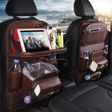 DriveMate | Pu Leather Car Organizer | Built In Trash Can | Multifunction Backseat Tray | Black | Keeps car tidy -