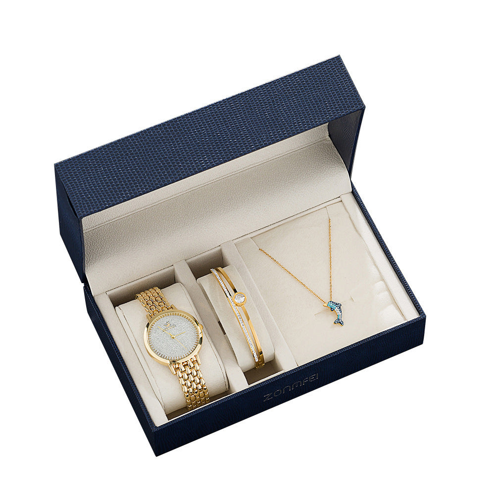LuxeTime | Women Quartz Watch | Quartz Movement | Elegant Everyday Watch | Gold Dial 36mm | Gift Packaging -