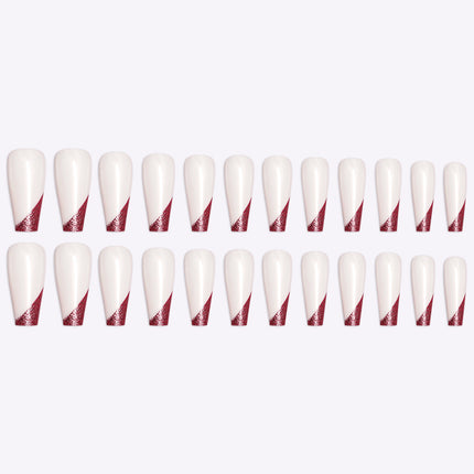 Wearing Nails, Rose Gold And Beveled Edge French Manicure, Long Ballet Nails, Fake Nails, Finished Products, Boxed