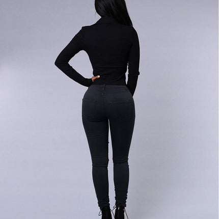 High Quality Women Casual Hole Jeans High Waist Skinny Pant Pencil Jeans Ripped Sexy Female Girls Trousers Denim Jeans