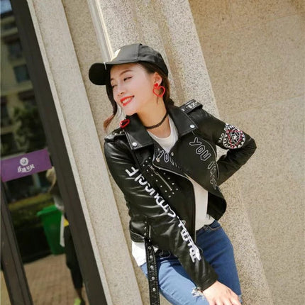 New Women Autumn Winter Faux Soft Leather Jackets Coats Lady Black