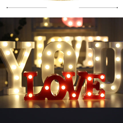 Luminous LED Letter Number Night Light English Alphabet Number Battery Lamp Romantic Wedding Christmas Party Decoration