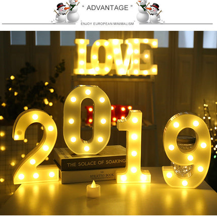 Luminous LED Letter Number Night Light English Alphabet Number Battery Lamp Romantic Wedding Christmas Party Decoration