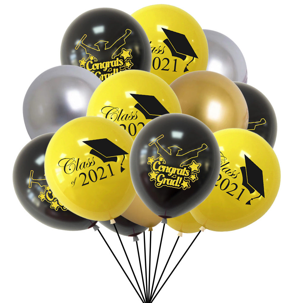 GradGala | Graduation Party Set | Banner And Balloons | Fast Party Setup | 12 Inch Balloons | Ribbon Included -