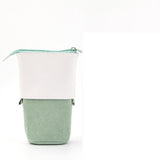 CozyCord | Corduroy Pencil Case | Corduroy And Polyurethane Leather | Retractable Design | Green | Compact Organizer -
