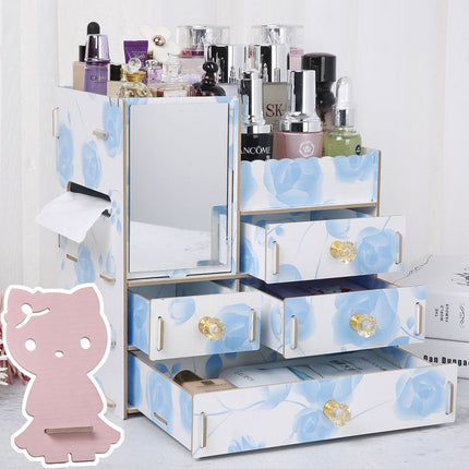 Wooden Tabletop Cosmetic Storage Box Cosmetic Box Wooden Jewelry Storage Drawer Type Storage Box