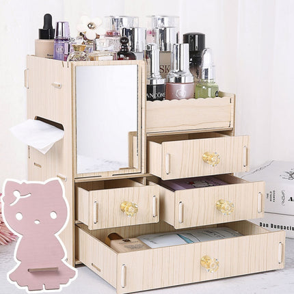 Wooden Tabletop Cosmetic Storage Box Cosmetic Box Wooden Jewelry Storage Drawer Type Storage Box