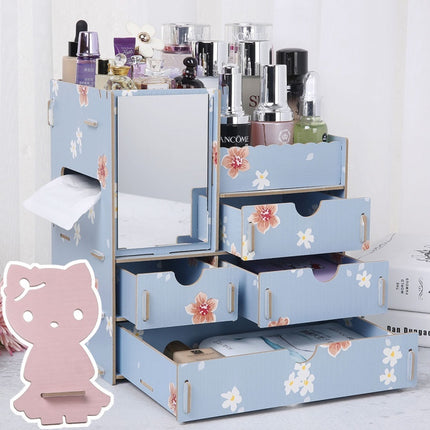 Wooden Tabletop Cosmetic Storage Box Cosmetic Box Wooden Jewelry Storage Drawer Type Storage Box