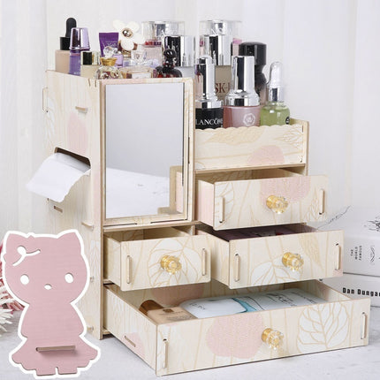 Wooden Tabletop Cosmetic Storage Box Cosmetic Box Wooden Jewelry Storage Drawer Type Storage Box