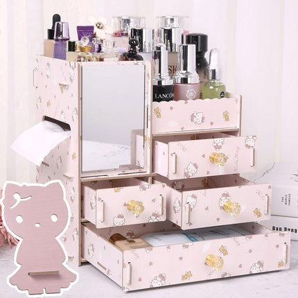 Wooden Tabletop Cosmetic Storage Box Cosmetic Box Wooden Jewelry Storage Drawer Type Storage Box