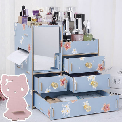 Wooden Tabletop Cosmetic Storage Box Cosmetic Box Wooden Jewelry Storage Drawer Type Storage Box