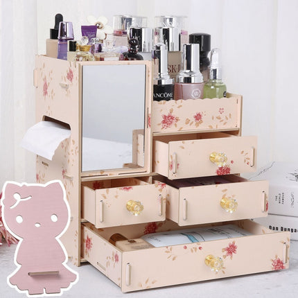 Wooden Tabletop Cosmetic Storage Box Cosmetic Box Wooden Jewelry Storage Drawer Type Storage Box