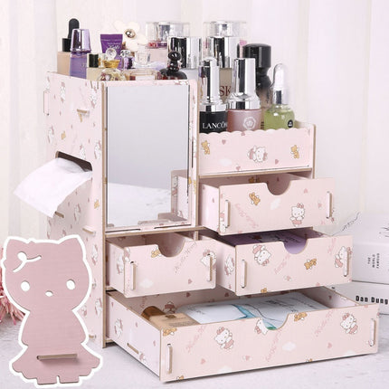 Wooden Tabletop Cosmetic Storage Box Cosmetic Box Wooden Jewelry Storage Drawer Type Storage Box