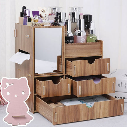 Wooden Tabletop Cosmetic Storage Box Cosmetic Box Wooden Jewelry Storage Drawer Type Storage Box